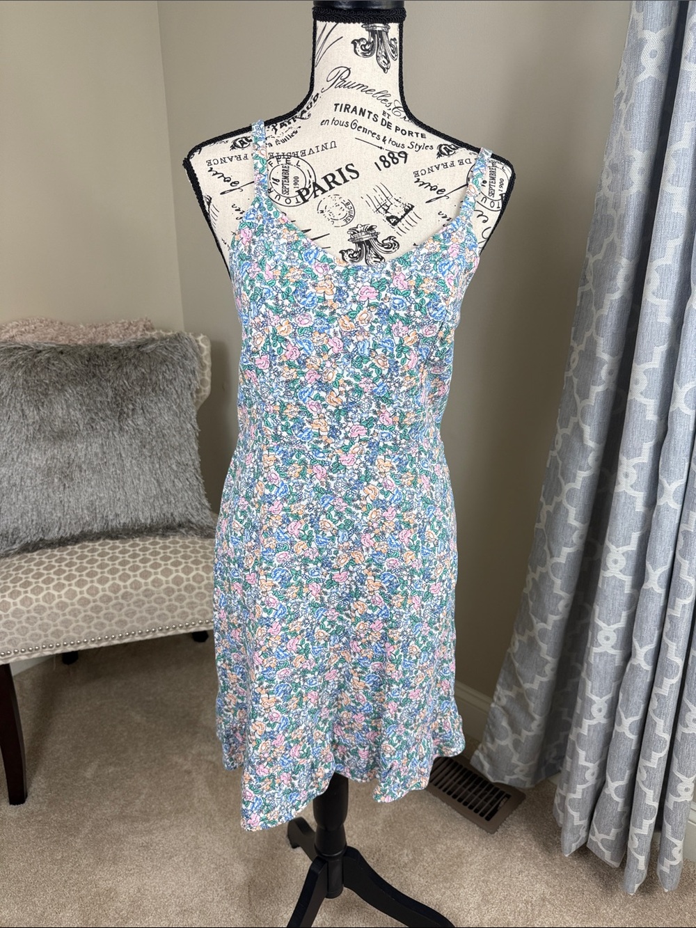 Old Navy Pastel Floral Slip Dress in Light Blue and Pink